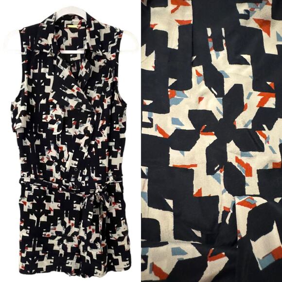 Rebecca Minkoff Multicolor Sleeveless Abstract Print Pilot Romper Sz Medium READ - Picture 1 of 14